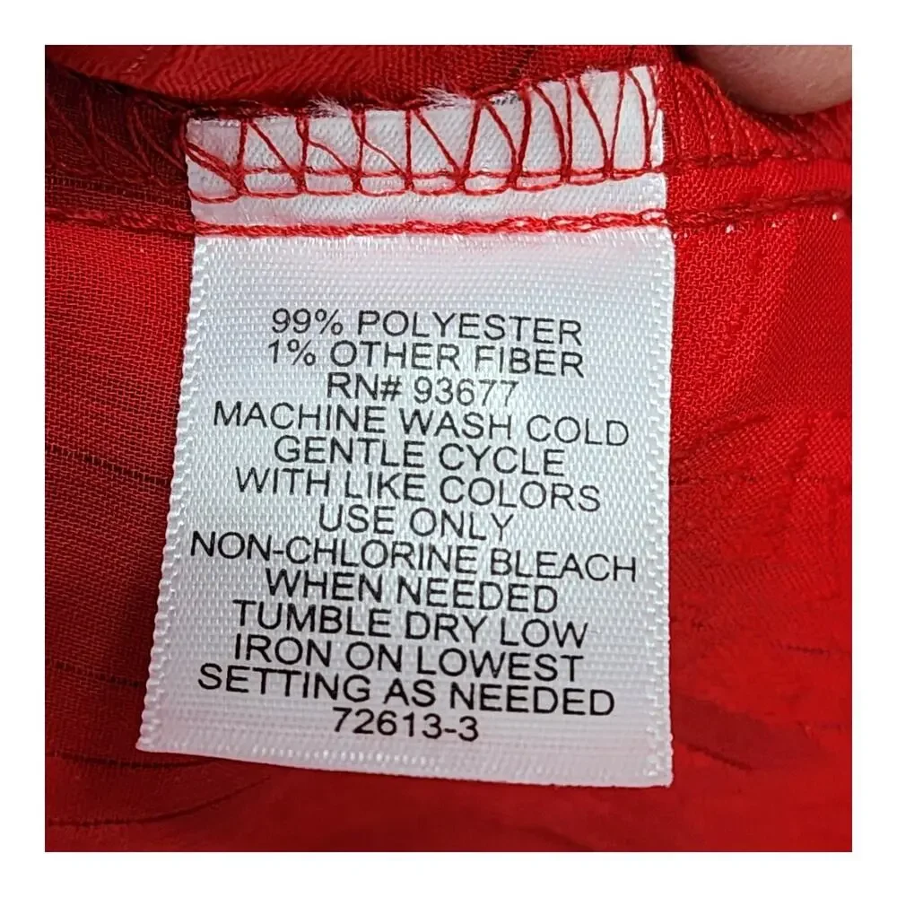 Liz Claiborne Blouse Women XL Red Sheer Lined Holiday Christmas Party Dressy Top - Picture 13 of 13